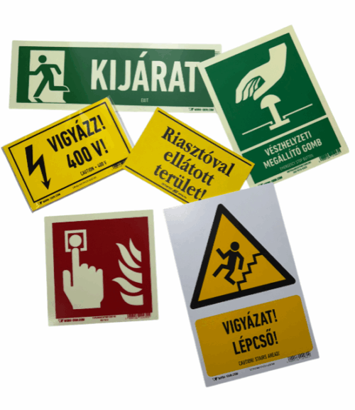 Jelzőtáblák, feliratok